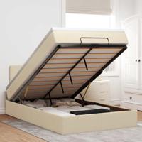 Ottoman bed met matras en LED's 120x200cm stof crèmekleurig