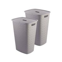 Curver Softex Wasmand met Deksel 56L - 2 stuks - Taupe - thumbnail