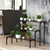 3 Lagen Metalen Plantenstandaard Stap Bloem Display Plank Binnen-buiten Ruimtebesparende Ladder Organizer