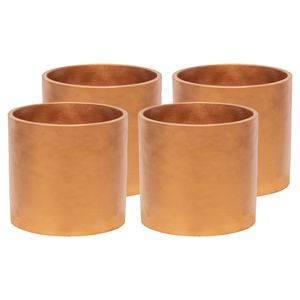 Plantenpot/bloempot - 4x - keramiek - brons - D11 x H10 cm