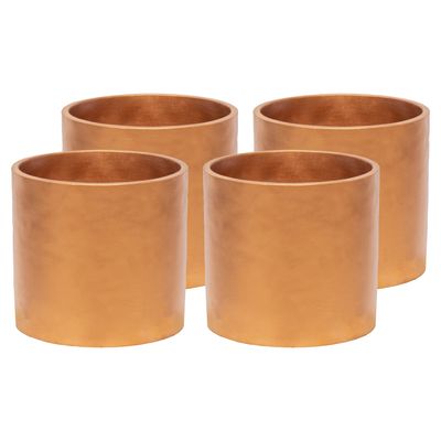 Plantenpot/bloempot - 4x - keramiek - brons - D11 x H10 cm Plantenpot/bloempot - 4x - keramiek - brons - D11 x H10 cm