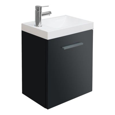 Xellanz Zenti fonteinkast met mineraalmarmer wastafel 50x25x55 cm grijs hoogglans
