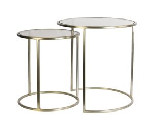 Light & Living Bijzettafel 'Duarte' Set van 2 stuks, kleur Goud/Lichtbruin