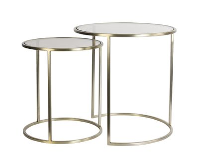 Light & Living Bijzettafel 'Duarte' Set van 2 stuks, kleur Goud/Lichtbruin
