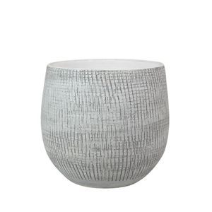 Plantenpot/bloempot in een strakke Modern design look wit/zwart Dia 18 cm en Hoogte 16 cm