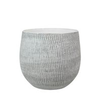 Plantenpot/bloempot in een strakke Modern design look wit/zwart Dia 18 cm en Hoogte 16 cm