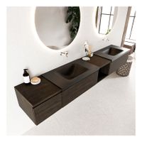 Mondiaz Bukla 240cm badmeubel met open module 40 rechts dark brown 3 lades met wastafel dubbel zonder kraangat kleur urban