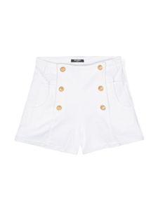 Balmain Kids short en jean à boutons décoratifs - Blanc