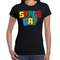 Gay Pride T-shirt voor dames - super gay - zwart - pride - regenboog - LHBTI - thumbnail