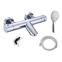 Adema Sparkle 2.0 thermostatische bad-/douchekraan - handdouche - 3 standen - met houder - inclusief doucheslang - chroom SW696250 / SW496806 / SW496819 / SW496814