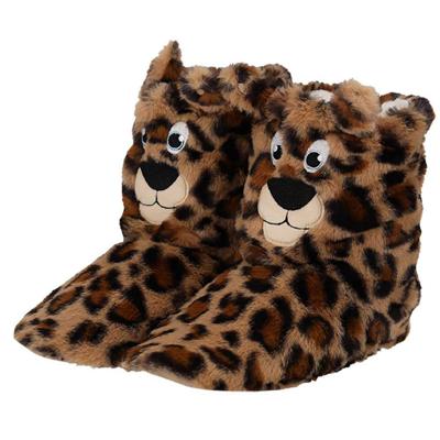 Apollo sloffen Luipaard - pluche - 3D pantoffels - hoog model - voor dames