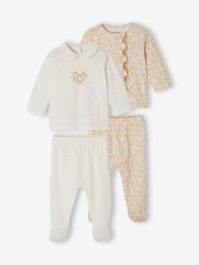 Set van 2 tweedelige babypyjama's van katoenjersey ecru