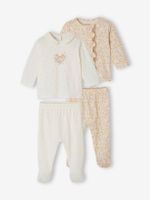 Set van 2 tweedelige babypyjama's van katoenjersey ecru