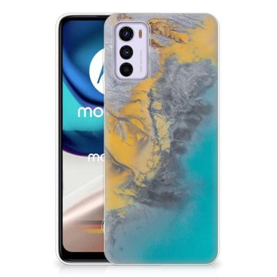 Motorola Moto G42 | TPU | Siliconen hoesje | Marble Blue Gold
