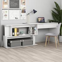 Hoekbureau 200x50x76 cm bewerkt hout hoogglans wit