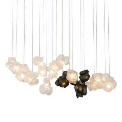 Bocci 100.20 Random Hanglamp - Transparant met grijs - Ronde plafondkap