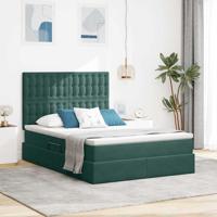 Opslag bed met matras Donkergroen 140 x 190 cm Fluweel