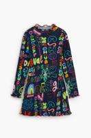 Langarmjurk met lettering - BLUE - 3/4