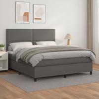 Boxspring met matras kunstleer grijs 180x200 cm
