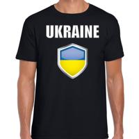 Oekraine vlag thema landen t-shirt - zwart - voor heren - Supporters kleding - korte mouwen