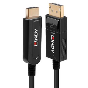 LINDY 38494 DisplayPort-kabel DisplayPort / HDMI / Glasvezel Adapterkabel DisplayPort-stekker, HDMI-A-stekker 50.00 m Zwart Ultra HD-HDMI
