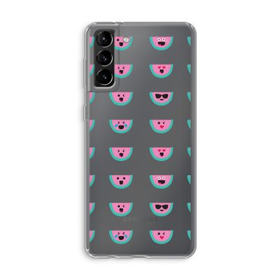 Smiley watermeloenprint: Samsung Galaxy S21 Plus Transparant Hoesje