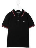 Emporio Armani Kids polo à bords rayés - Noir