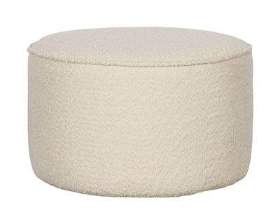 WOOOD Poef 'Sara' Laag, Bouclé, kleur Crème