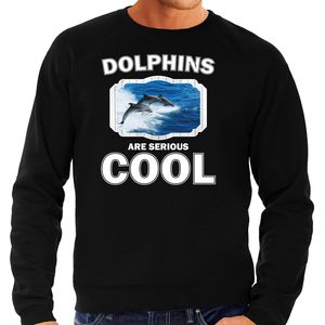 Sweater dolphins are serious cool zwart heren - dolfijnen/ dolfijn groep trui 2XL  -