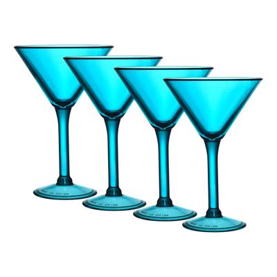 Home Deco Factory Cocktailglas - 4x - blauw - kunststof - 24 cl - martini glas Home Deco Factory Cocktailglas - 4x - blauw - kunststof - 24 cl - martini glas