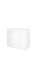Proline polystone Loft badmeubelset met wastafelonderkast met 2 asymmetrische lades en polystone wastafel zonder kraangat 80 x 70 x 46 cm, glanzend - thumbnail