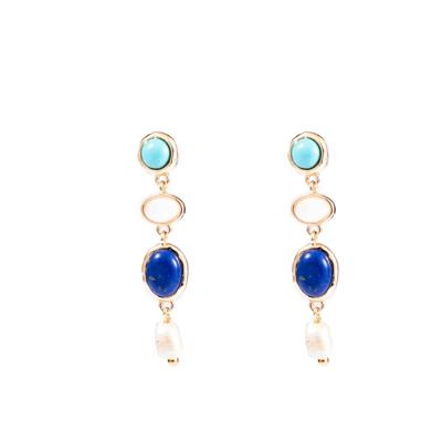 Go Dutch Label Hang Oorbellen Stone Sea Goud