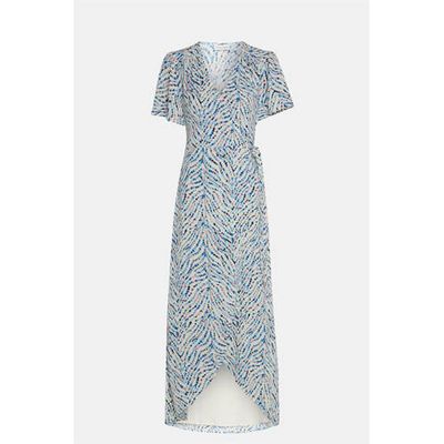 Fabienne Chapot wikkeljurk Archana met all over print blauw/ roze Fabienne Chapot wikkeljurk Archana met all over print blauw/ roze