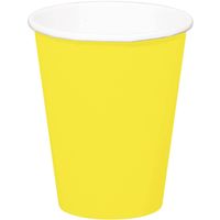24x stuks drinkbekers van papier geel 350 ml - Feestbekertjes