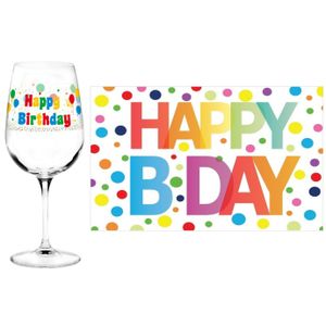 Happy Birthday cadeau glas 60 jaar verjaardag en A5-size wenskaart