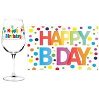 Happy Birthday cadeau glas 60 jaar verjaardag en A5-size wenskaart - thumbnail