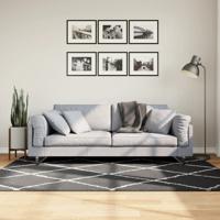 VidaXL Vloerkleed shaggy hoogpolig modern 140x200 cm zwart en crème