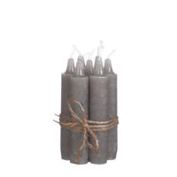 Diner kaarsen set 7 stuks H. 11 cm grijs - Hortus