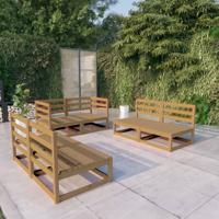 6-delige Loungeset massief grenenhout honingbruin