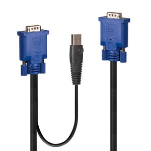 LINDY KVM Adapter [1x VGA - 1x VGA, USB-A] 1.00 m Zwart, Blauw