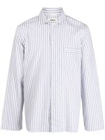 TEKLA striped cotton pyjama shirt - Blanc - thumbnail