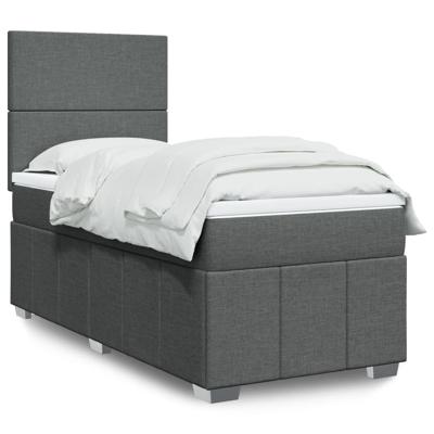Boxspring met matras stof donkergrijs 90x190 cm