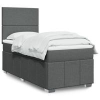 Boxspring met matras stof donkergrijs 90x190 cm