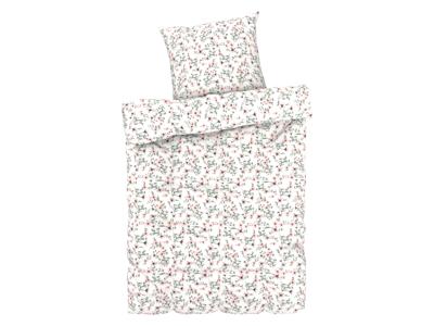 LIVARNO home Satijnen dekbedovertrek 140 x 200 cm (Bloemen/wit)
