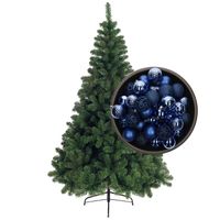 Bellatio Decorations kunst kerstboom 120 cm met kerstballen kobalt blauw - Kunstkerstboom - thumbnail