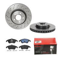 Remmenset, remschijf BREMBO, Remschijftype: Geperforeerd / Geventileerd, Inbouwplaats: Vooras, u.a. für Mercedes-Benz