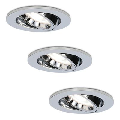 Set van 3 Maya LED inbouwspots - 5 Watt 400 lumen - 6000K Daglicht wit - GU10 - Dimbaar - Rond - Kantelbaar - IP20 voor binnen - Chroom