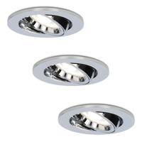 Set van 3 Maya LED inbouwspots - 5 Watt 400 lumen - 6000K Daglicht wit - GU10 - Dimbaar - Rond - Kantelbaar - IP20 voor binnen - Chroom