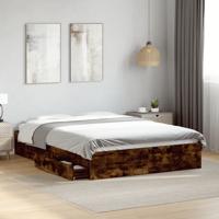 Bedframe met lades bewerkt hout gerookt eikenkleurig 140x190 cm