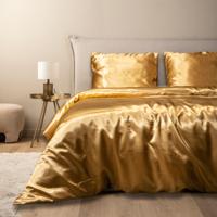 Dekbedovertrek Silk Satin - Eenpersoons (140x200 cm) - Goud Microvezel - Dessin: Effen - Fresh and Co - Dekbed-Discounter.nl